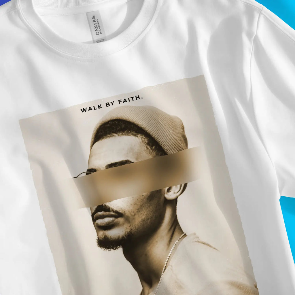 Walk By Faith (Photographic) 3.0 – Unisex Christian T-Shirt designed by 3rd Day Christian Clothing.