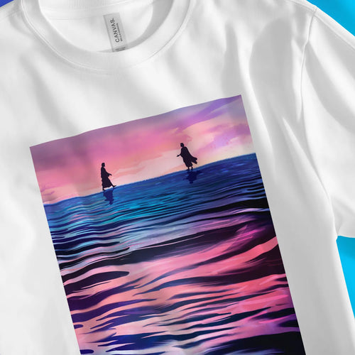 Walk On Water (2nd Edition, White) – Unisex Christian T-Shirt designed by 3rd Day Christian Clothing.