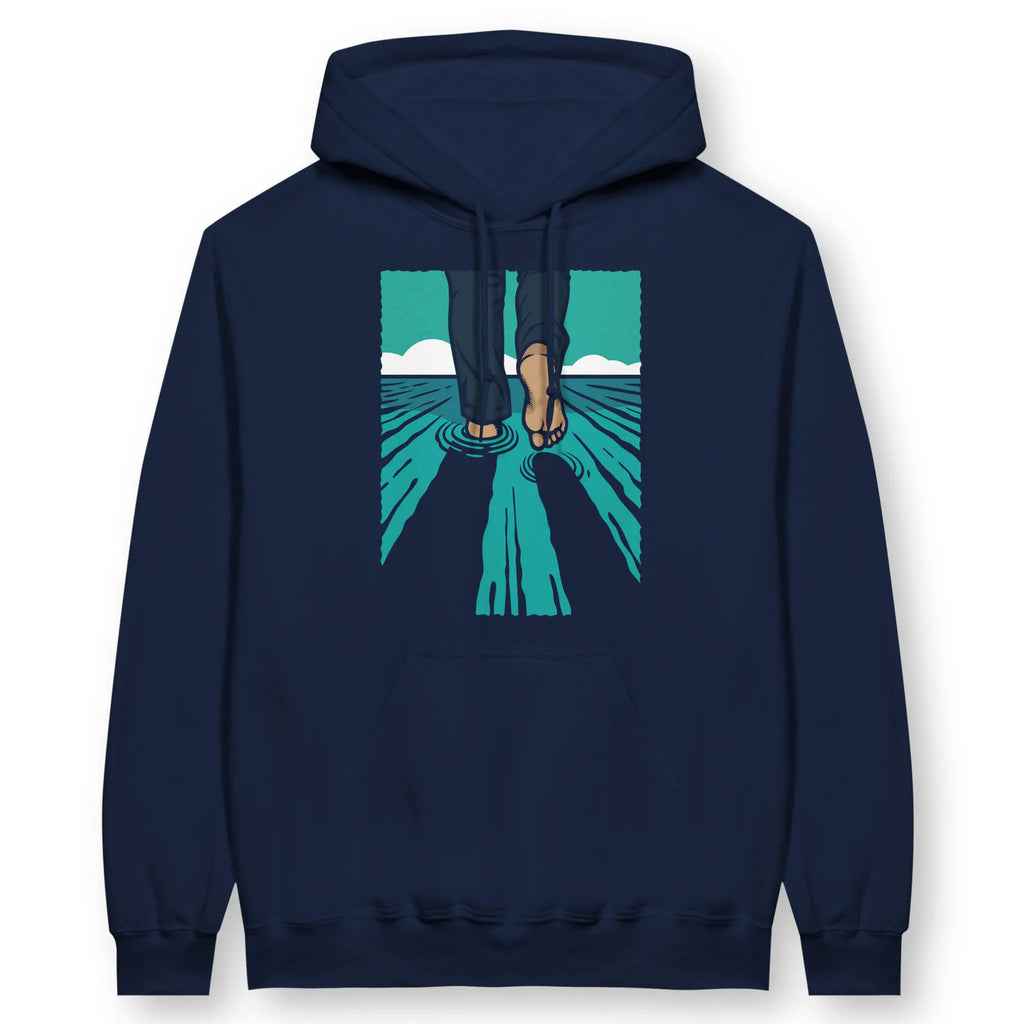 Walk On Water (4th Edition, Navy) – Unisex Christian Hoodie designed by 3rd Day Christian Clothing.