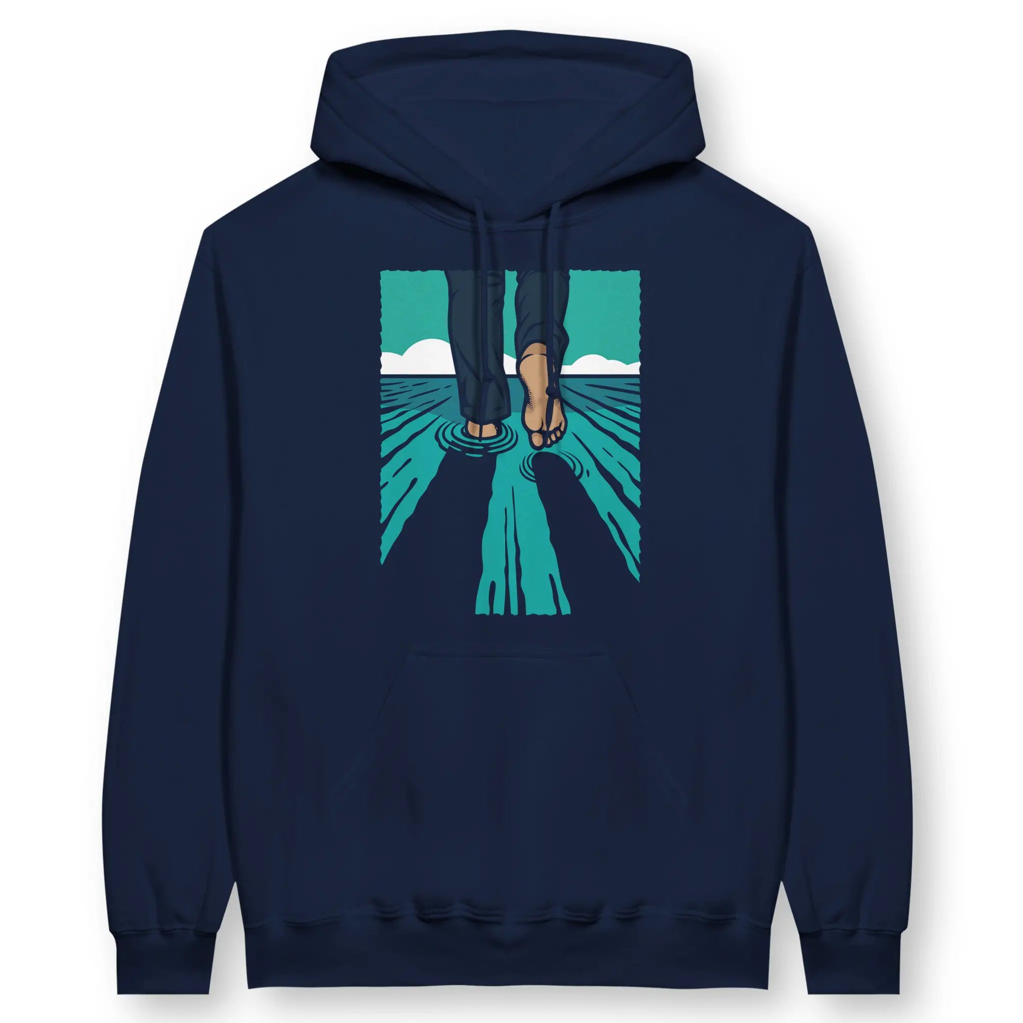 Walk On Water (4th Edition, Navy) – Unisex Christian Hoodie designed by 3rd Day Christian Clothing.
