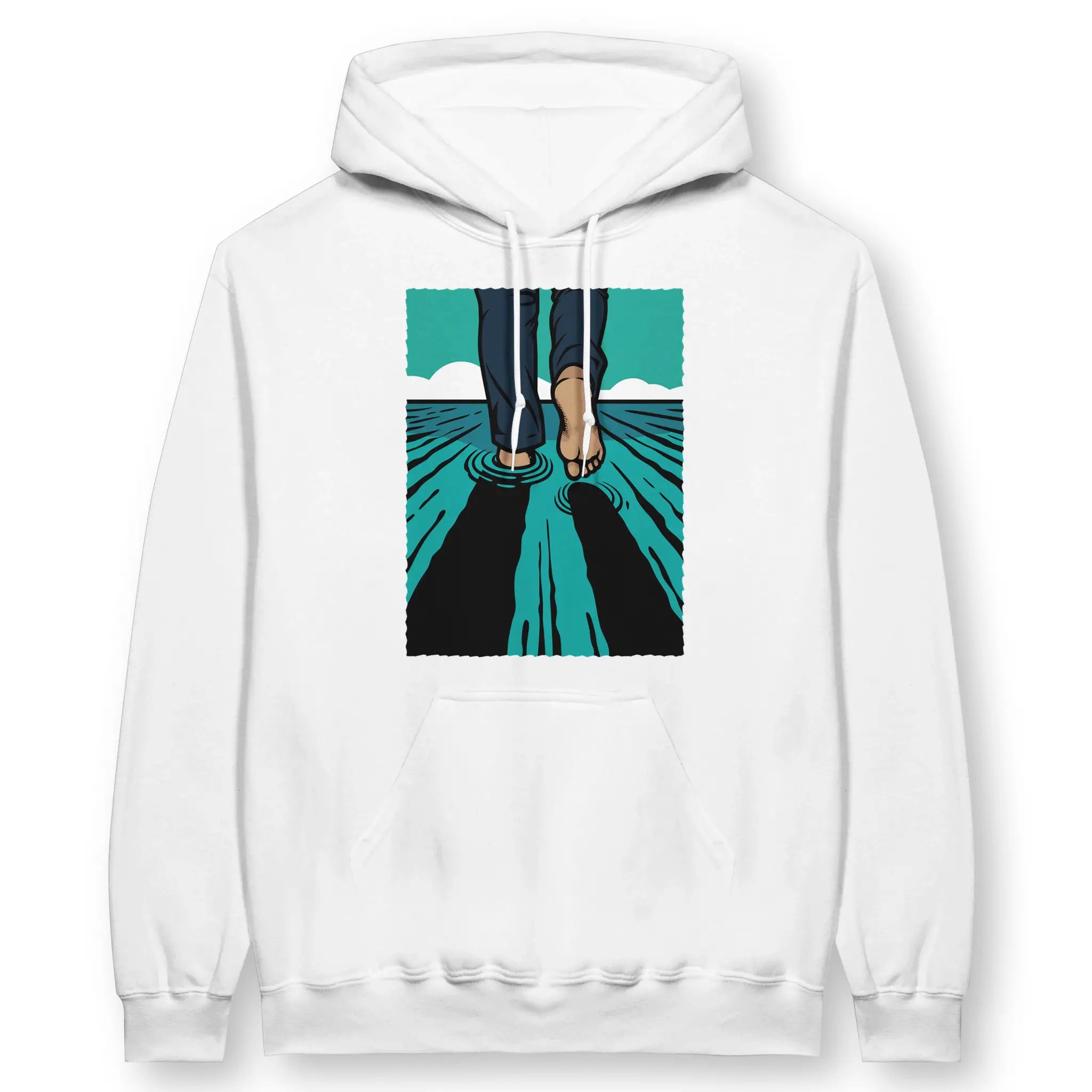 Walk On Water (4th Edition, White) – Unisex Christian Hoodie designed by 3rd Day Christian Clothing.