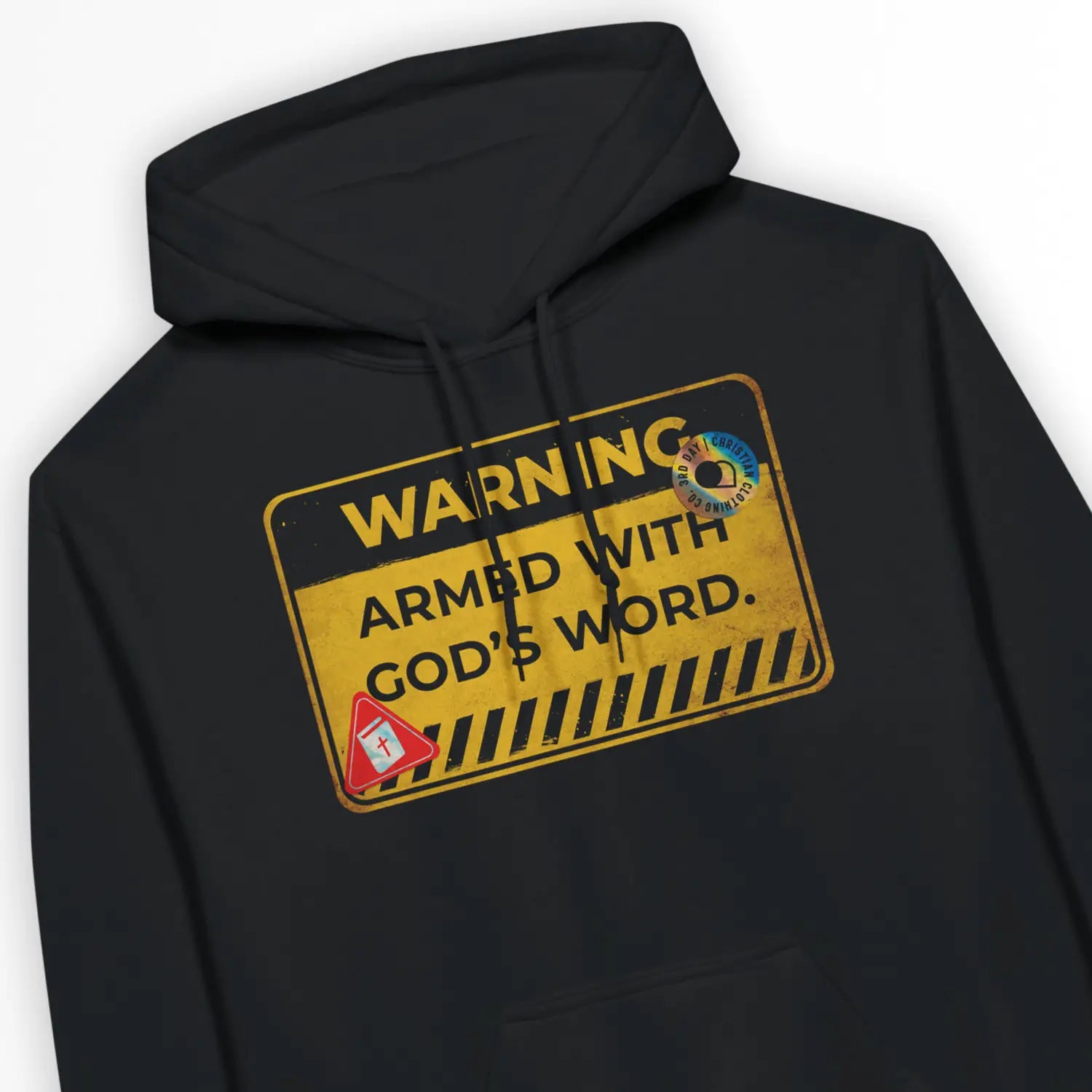 WARNING: Armed With God's Word | Premium Unisex Christian Hoodie designed by 3rd Day Christian Clothing.